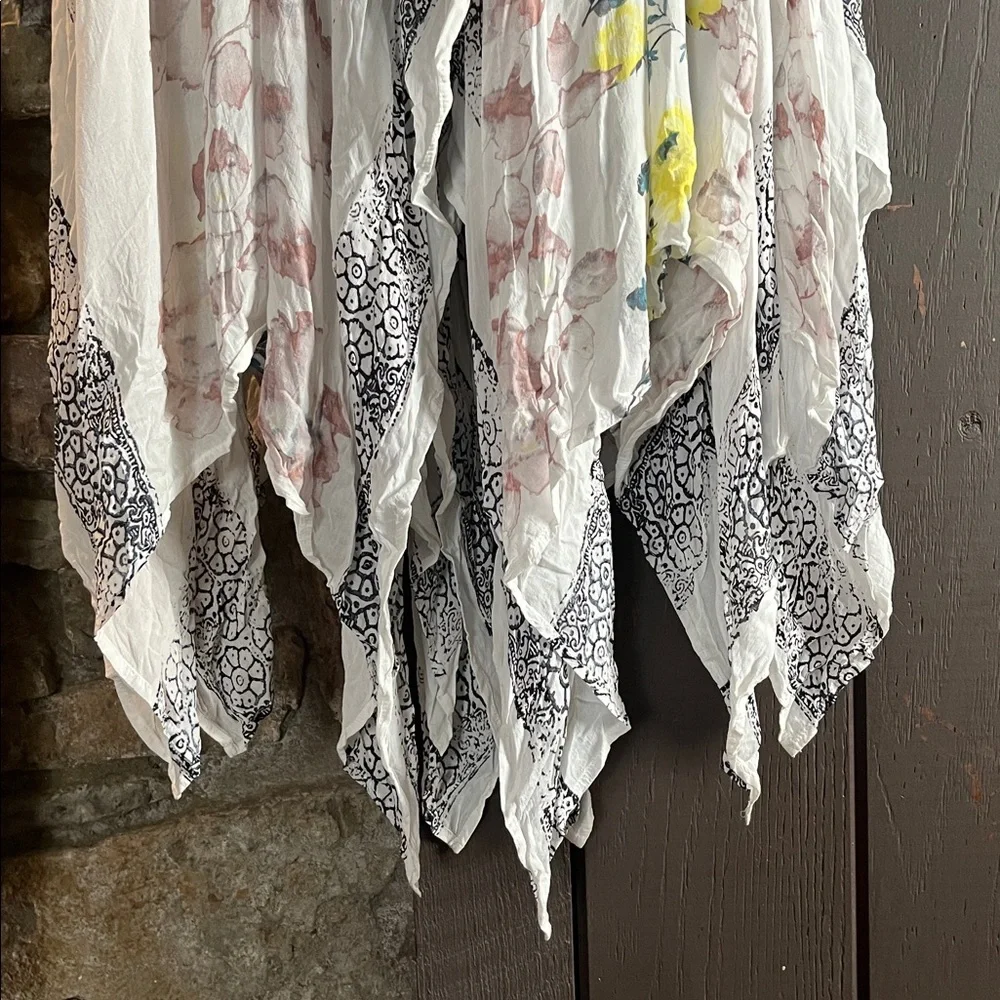 Free People Asymmetrical Floral Skirt - White, Yellow, Blue Sz M - Picture 5 of 6